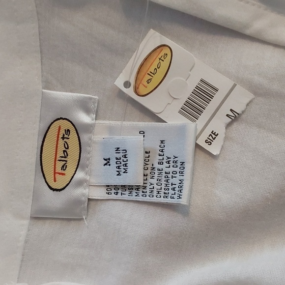Talbots- Womens White Plunging V Neckline Short Sleeve Top New! Sz.Medium - Picture 5 of 6